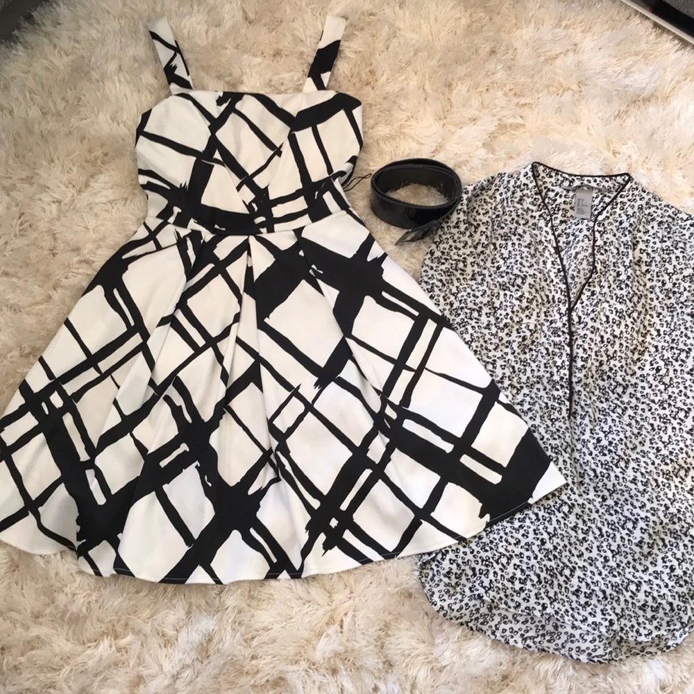 Bundle black and white dress and a shirt size 2